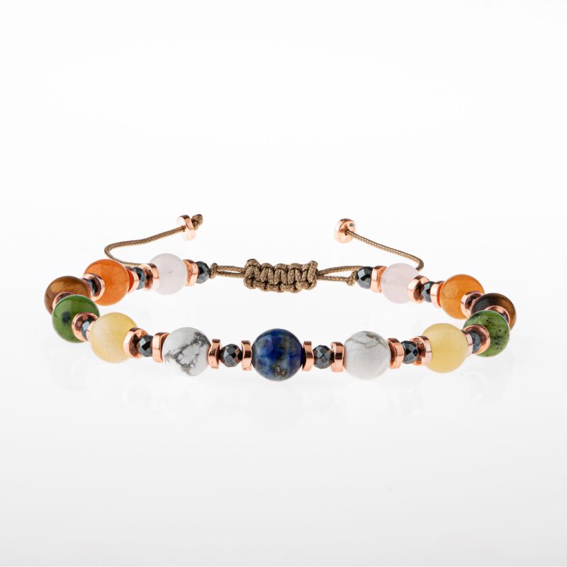 Kız Öğrenci Doğal Taş Bileklik-Lapis Lazuli-Havlit-Kalsit-Yeşim-Kaplan Gözü-Turuncu Aventurin-Pembe Kuvars - 5