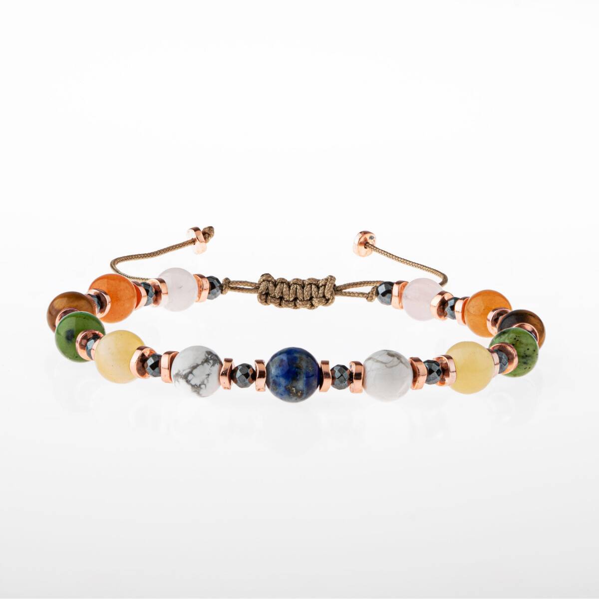 Kız Öğrenci Doğal Taş Bileklik-Lapis Lazuli-Havlit-Kalsit-Yeşim-Kaplan Gözü-Turuncu Aventurin-Pembe Kuvars - 5