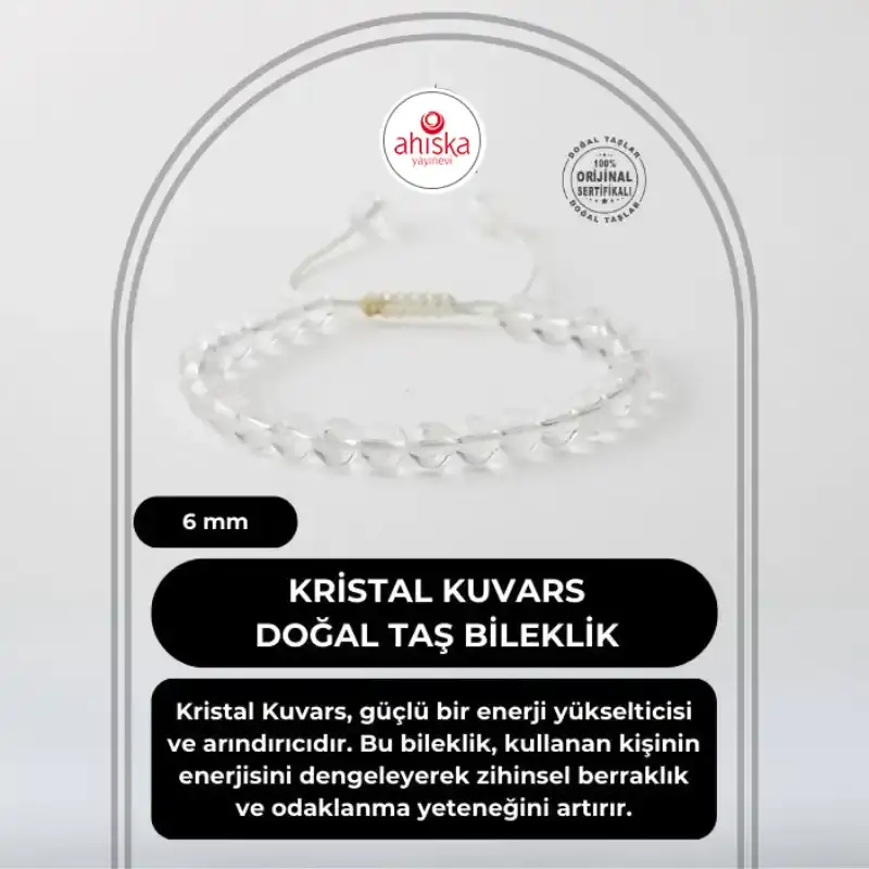Kristal Kuvars 6mm Merdiven Kapama Doğal Taş Bileklik