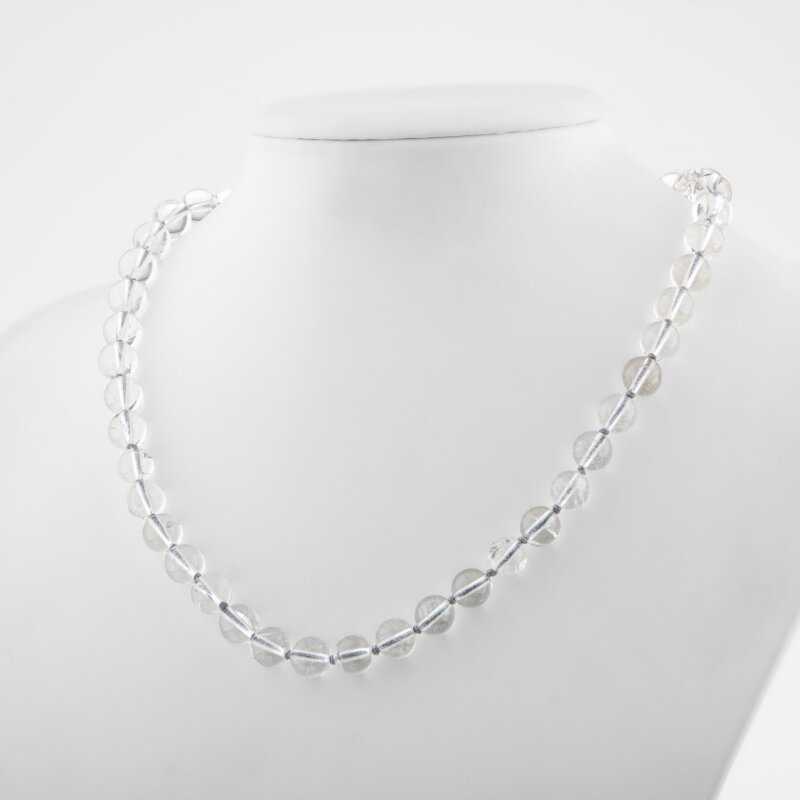 Kristal Kuvars 8 mm Düğümlü Doğal Taş Kolye - 2