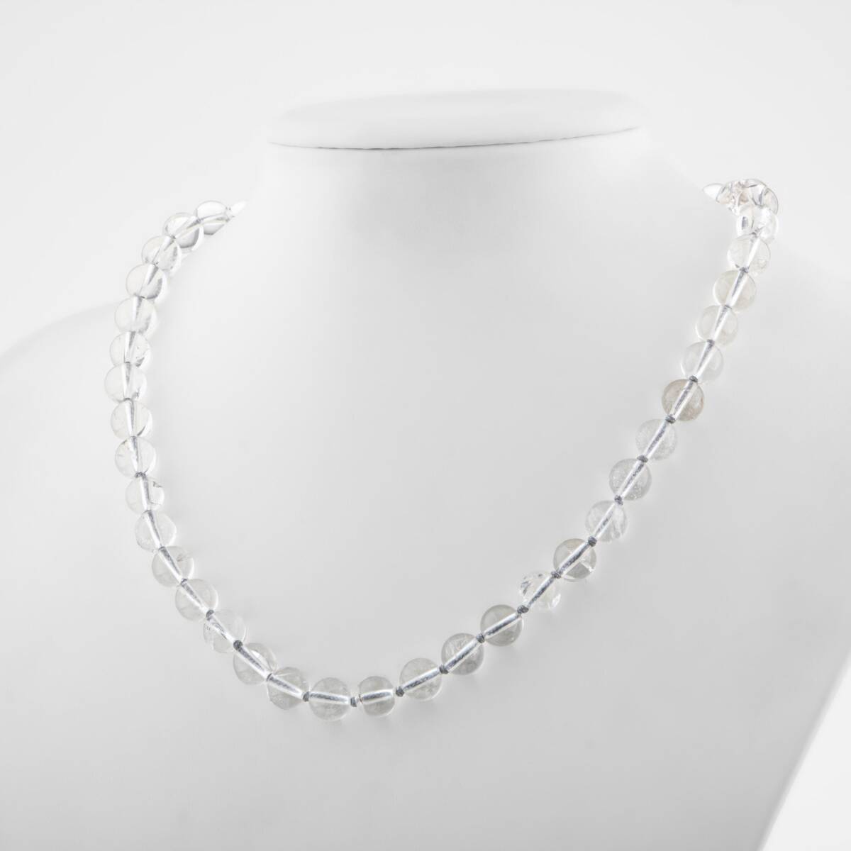 Kristal Kuvars 8 mm Düğümlü Doğal Taş Kolye - 2