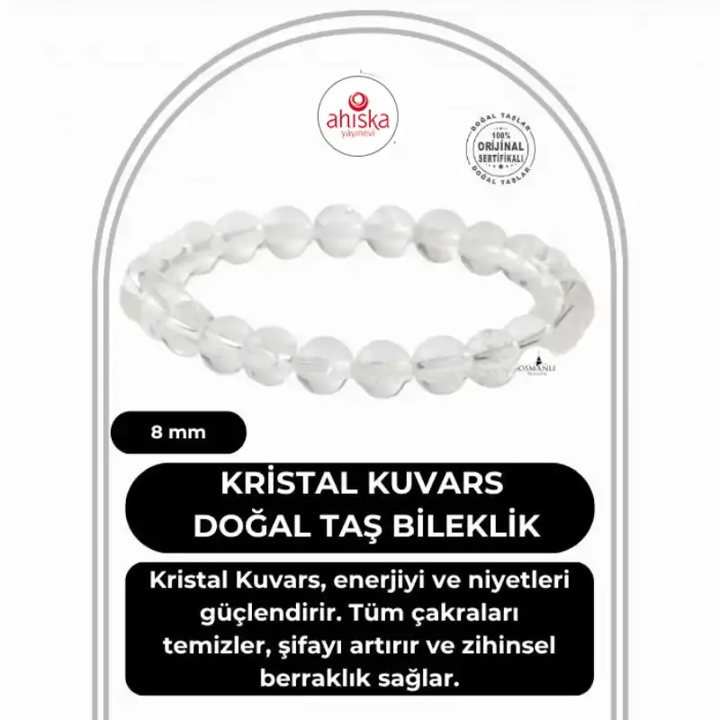 Kristal Kuvars 8mm Doğal Taş Bileklik