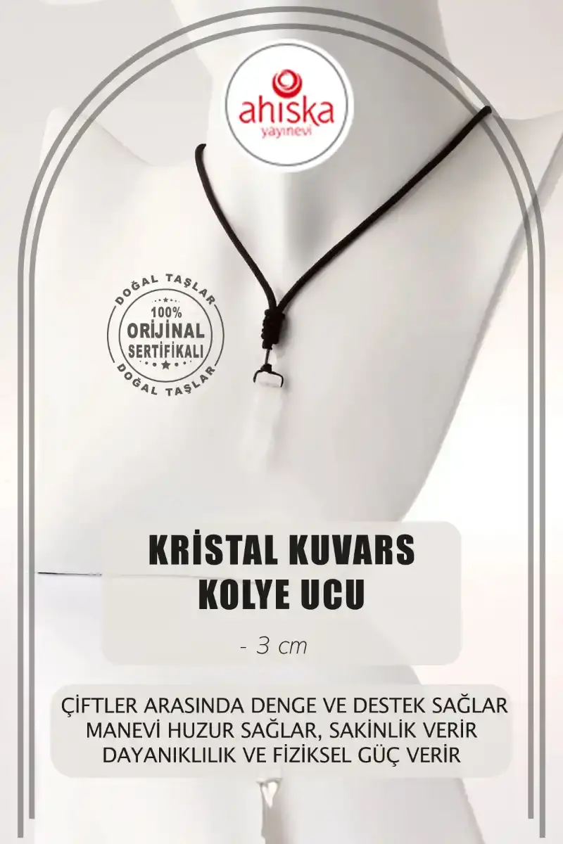 Kristal Kuvars Doğal Taş Kolye Ucu 3cm