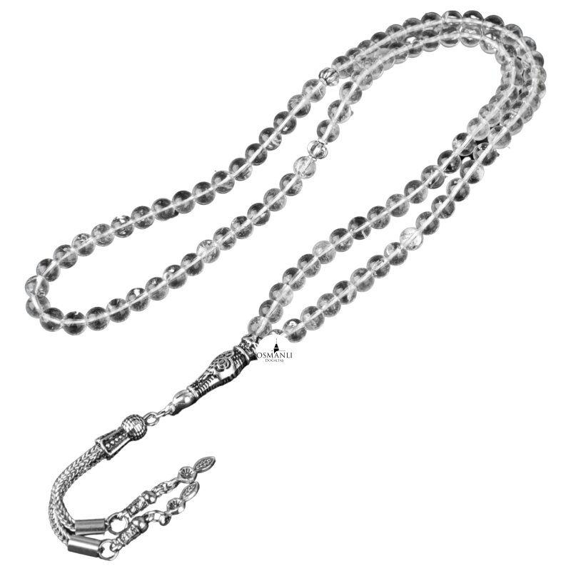 Kristal Kuvars Doğal Taş Tesbih 99luk - 6mm - 2