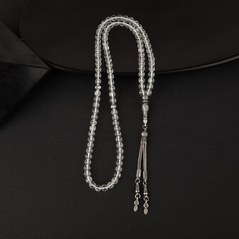 Kristal Kuvars Doğal Taş Tesbih 99luk - 6mm - 3