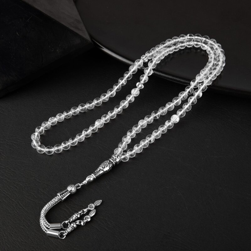 Kristal Kuvars Doğal Taş Tesbih 99luk - 6mm - 4