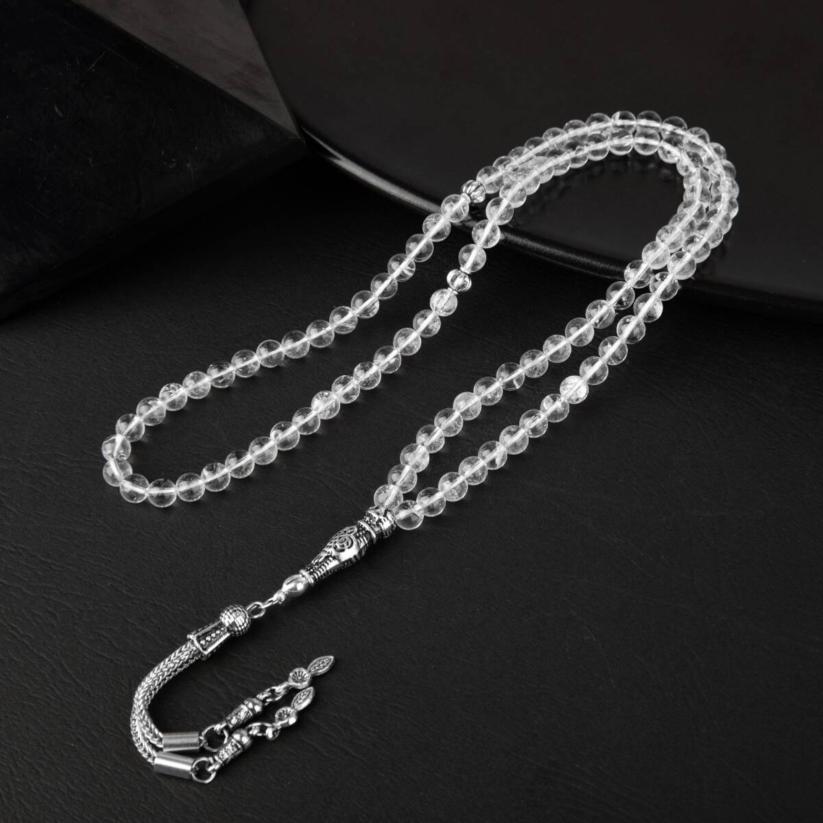 Kristal Kuvars Doğal Taş Tesbih 99luk - 6mm - 4