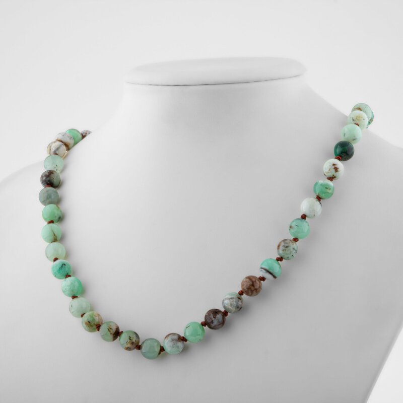 Krizopras 8 mm Düğümlü Doğal Taş Kolye - 2