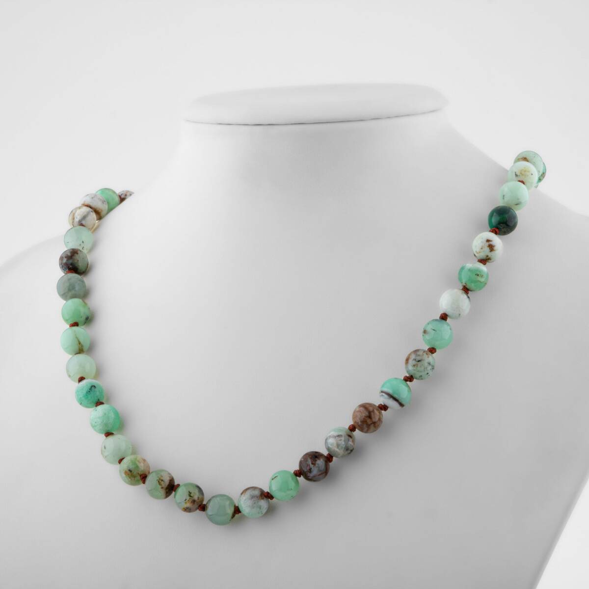 Krizopras 8 mm Düğümlü Doğal Taş Kolye - 2