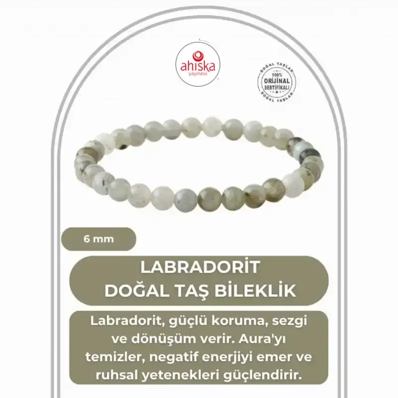 Labradorit 6mm Doğal Taş Bileklik