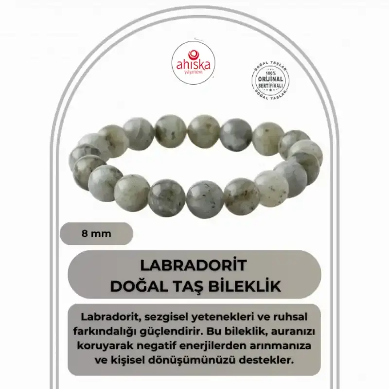 Labradorit 8mm Doğal Taş Bileklik
