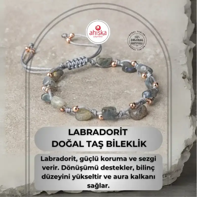 Labradorit Natürel Kesim Doğal Taş Makrome Bileklik