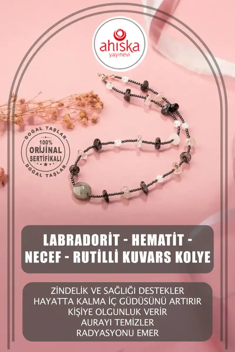 Labradorit-Necef-Rutilli Kuvars-Hematit Doğal Taş Kolye - 1