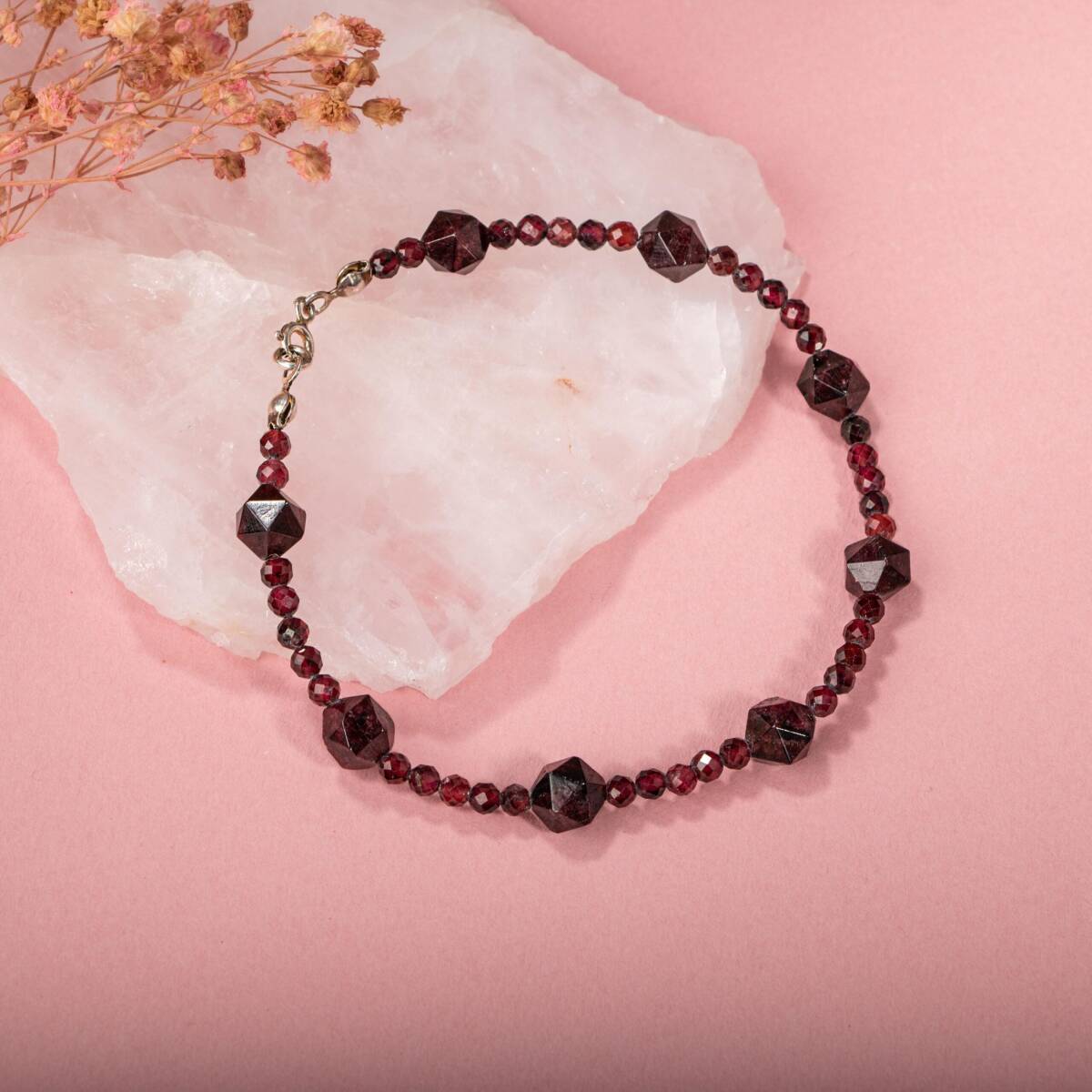 Lal Doğal Taş Gümüş Bileklik - 1