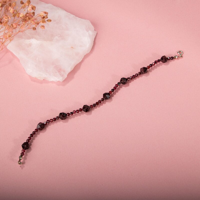 Lal Doğal Taş Gümüş Bileklik - 4