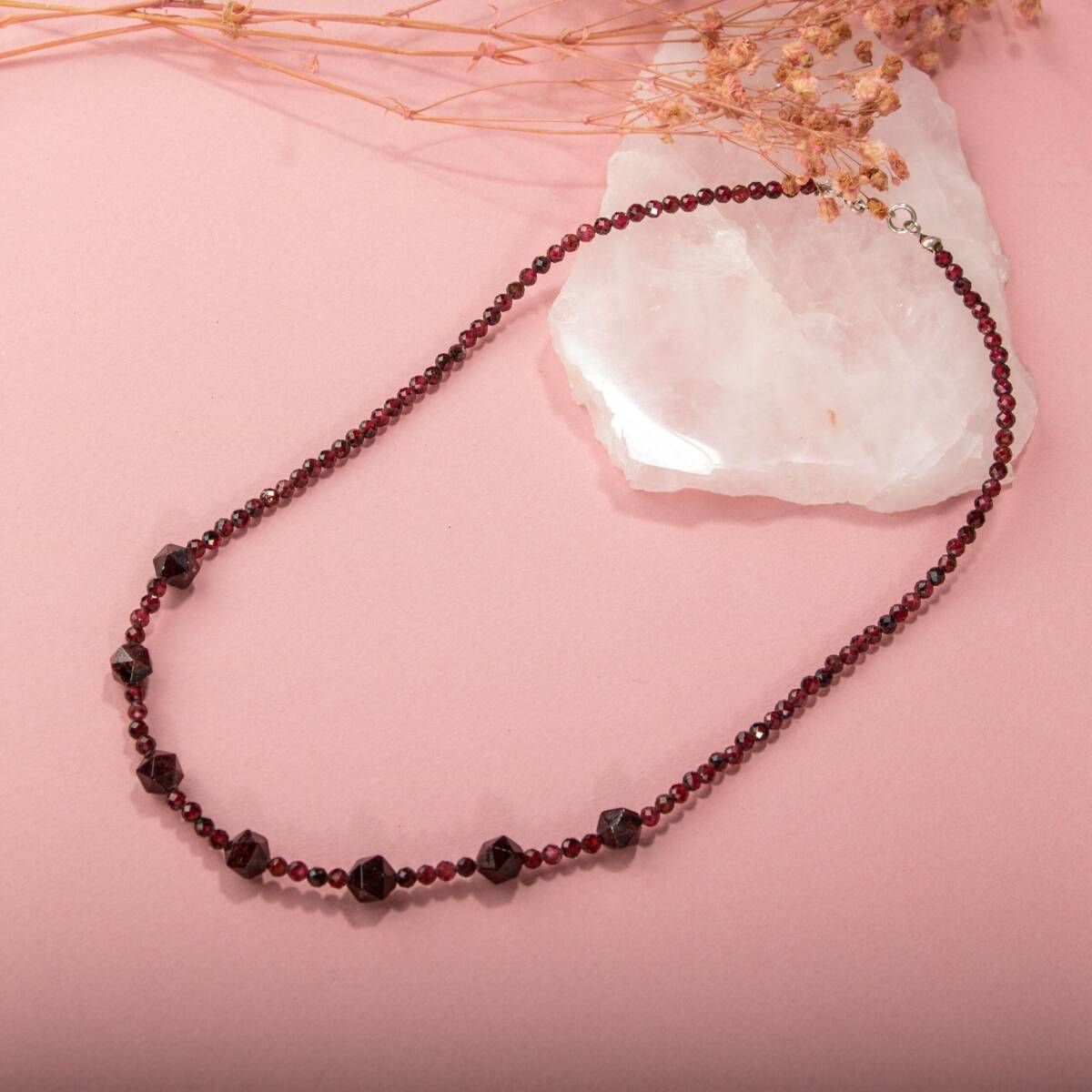 Lal Doğal Taş Gümüş Kolye - 2