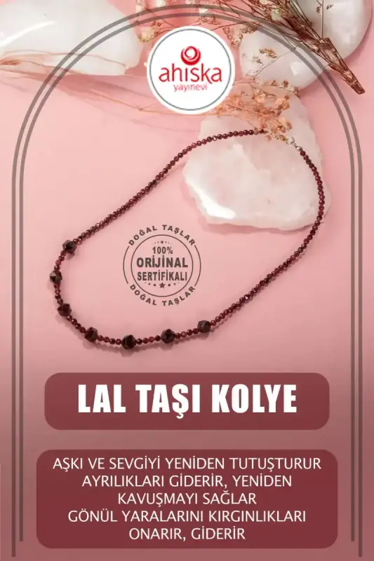 Lal Doğal Taş Gümüş Kolye - 1