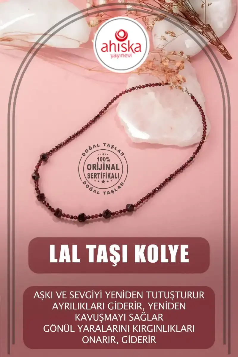 Lal Doğal Taş Gümüş Kolye - 1