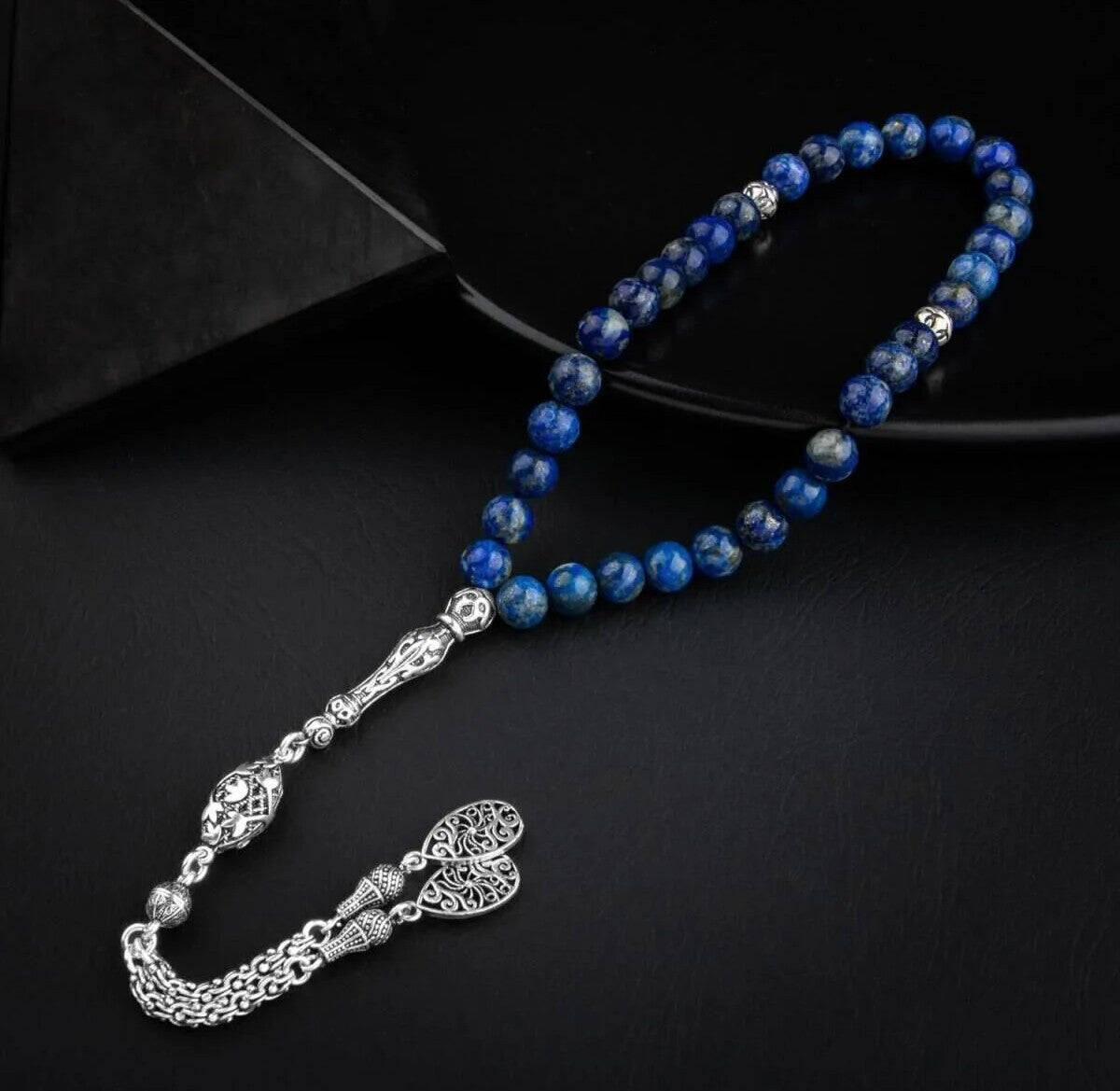 Lapis Lazuli Doğal Taş 8mm Gümüş İmameli Tesbih - 3