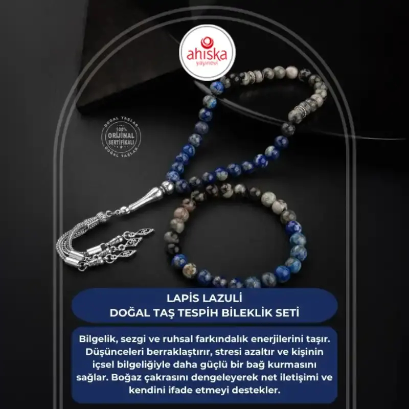 Lapis Lazuli-Jasper Doğal Taş Tesbih Bileklik Seti - 2