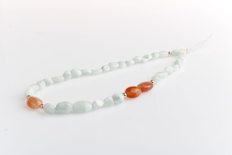 Larimar, Güneş Taşı Doğal Taş Telefon İpi - Doğal Taş