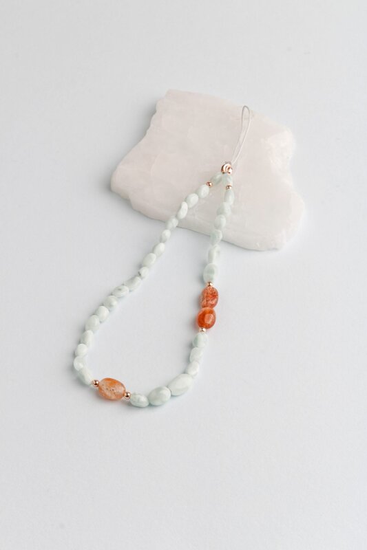 Larimar, Güneş Taşı Doğal Taş Telefon İpi - 4