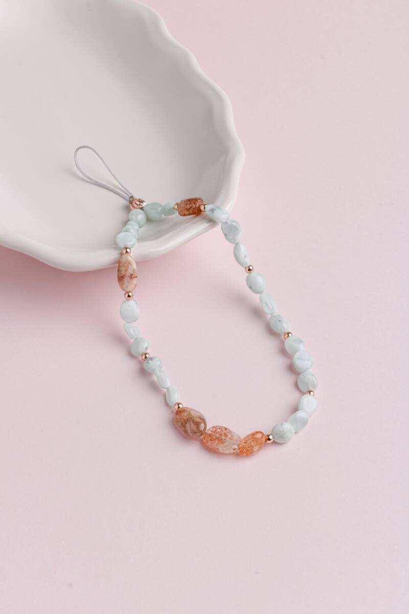 Larimar, Güneş Taşı Doğal Taş Telefon İpi - 8