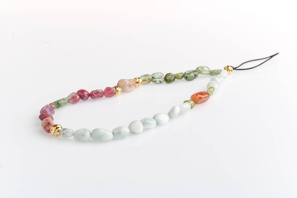 Larimar, Kiyanit, Turmalin Doğal Taş Telefon İpi - 3