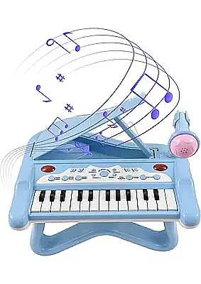 Learning Fun 25 Tuşlu Mikrofonlu Eğitici Çocuk Piyano Seti Mavi - Learning Fun