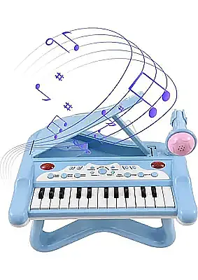 Learning Fun 25 Tuşlu Mikrofonlu Eğitici Çocuk Piyano Seti Mavi - 2