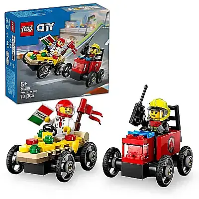 Lego City Pizza Arabası İtfaiye Kamyonuna Karşı Yarış Arabası Paketi 60458 - 14