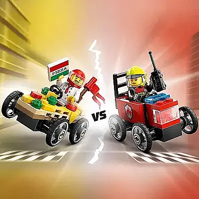 Lego City Pizza Arabası İtfaiye Kamyonuna Karşı Yarış Arabası Paketi 60458 - 16