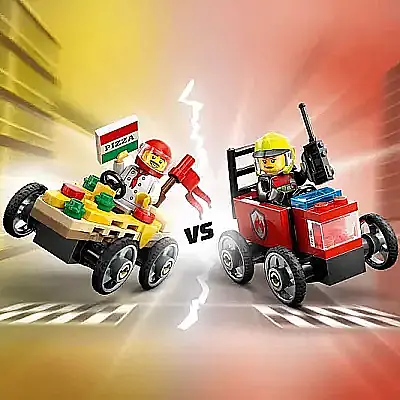 Lego City Pizza Arabası İtfaiye Kamyonuna Karşı Yarış Arabası Paketi 60458 - 16
