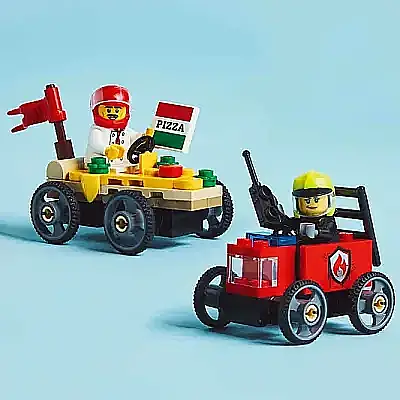 Lego City Pizza Arabası İtfaiye Kamyonuna Karşı Yarış Arabası Paketi 60458 - 18