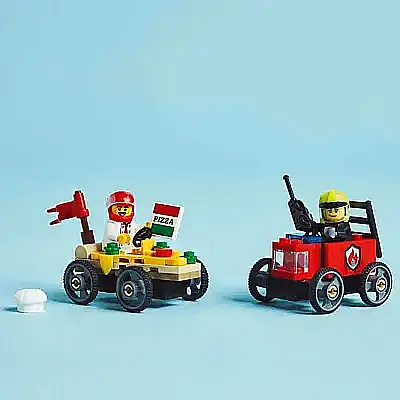 Lego City Pizza Arabası İtfaiye Kamyonuna Karşı Yarış Arabası Paketi 60458 - 19