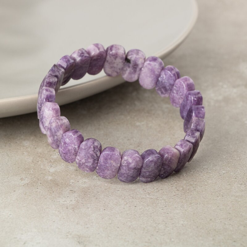 Lepidolit Doğal Taş Geniş Kesim Bileklik - Doğal Taş