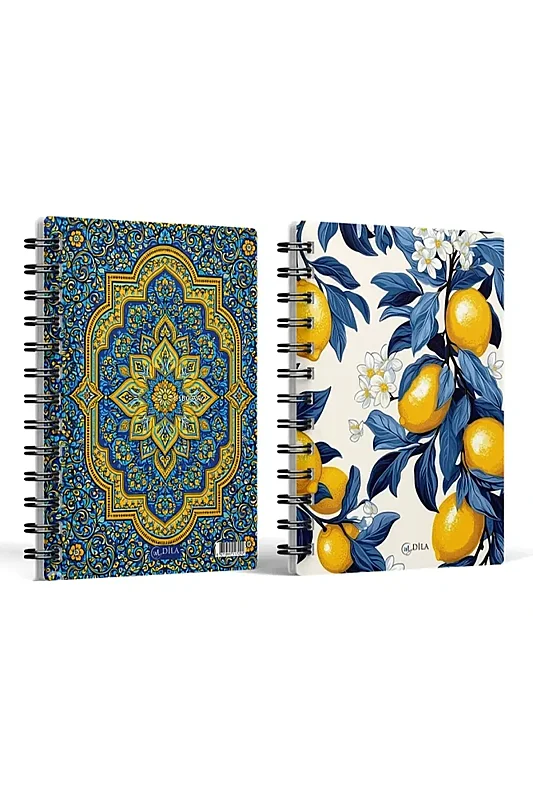 Limon Desenli Spiralli Çift Taraflı Ajanda - Bahar Yayınları