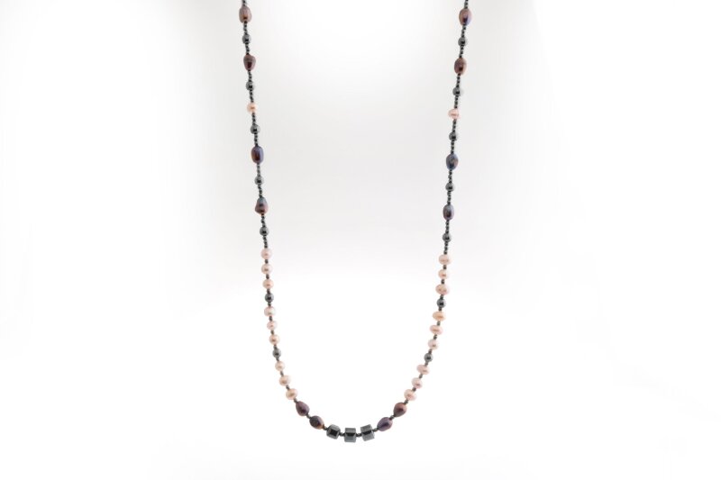 Lina, Hematit Aksesuarlı İnci Kolye - 5