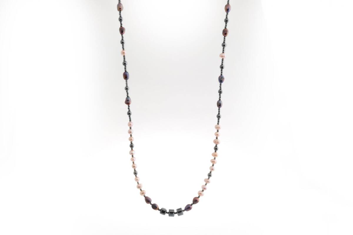 Lina, Hematit Aksesuarlı İnci Kolye - 5