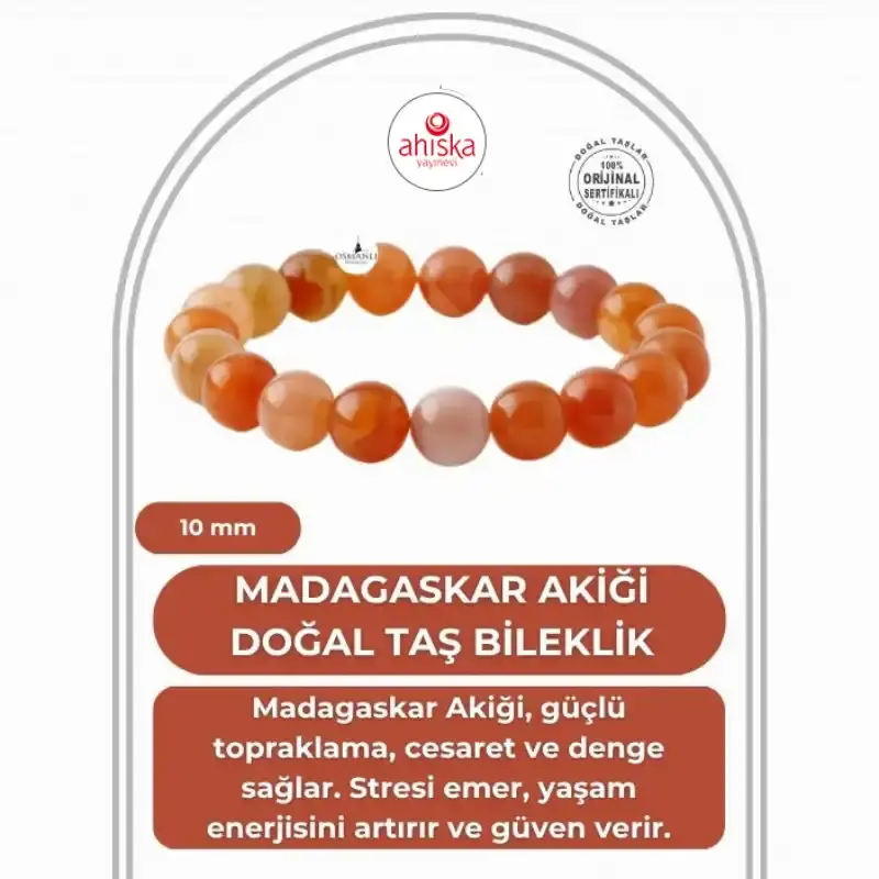 Madagaskar Akiği 10mm Doğal Taş Bileklik