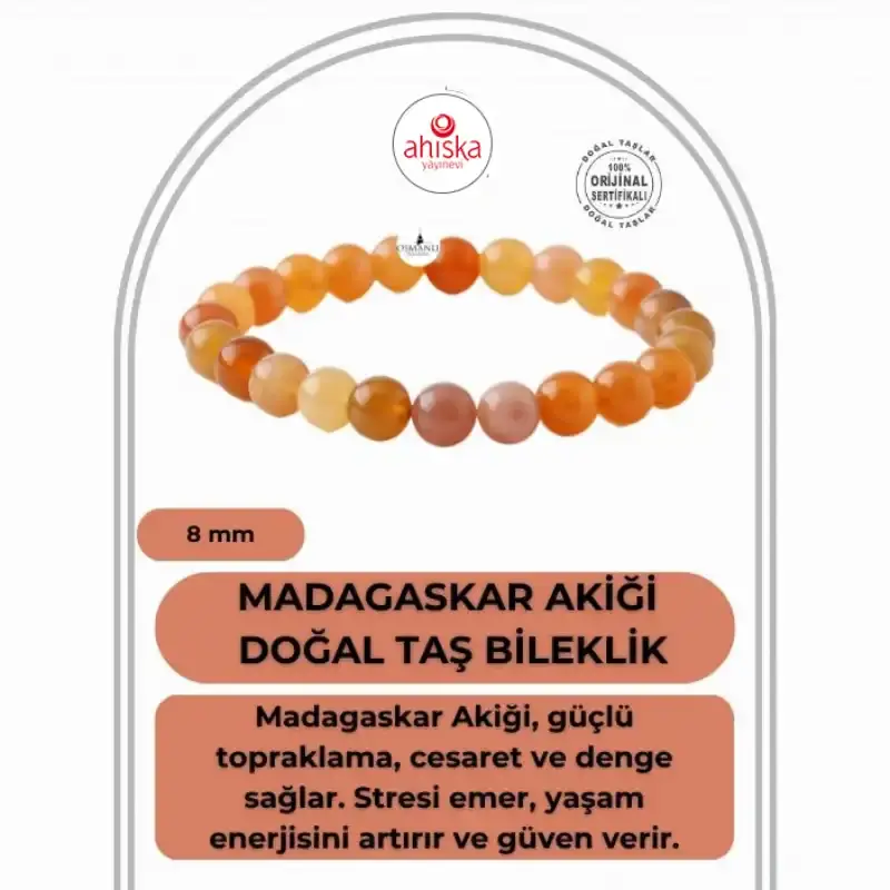 Madagaskar Akiği 8mm Doğal Taş Bileklik