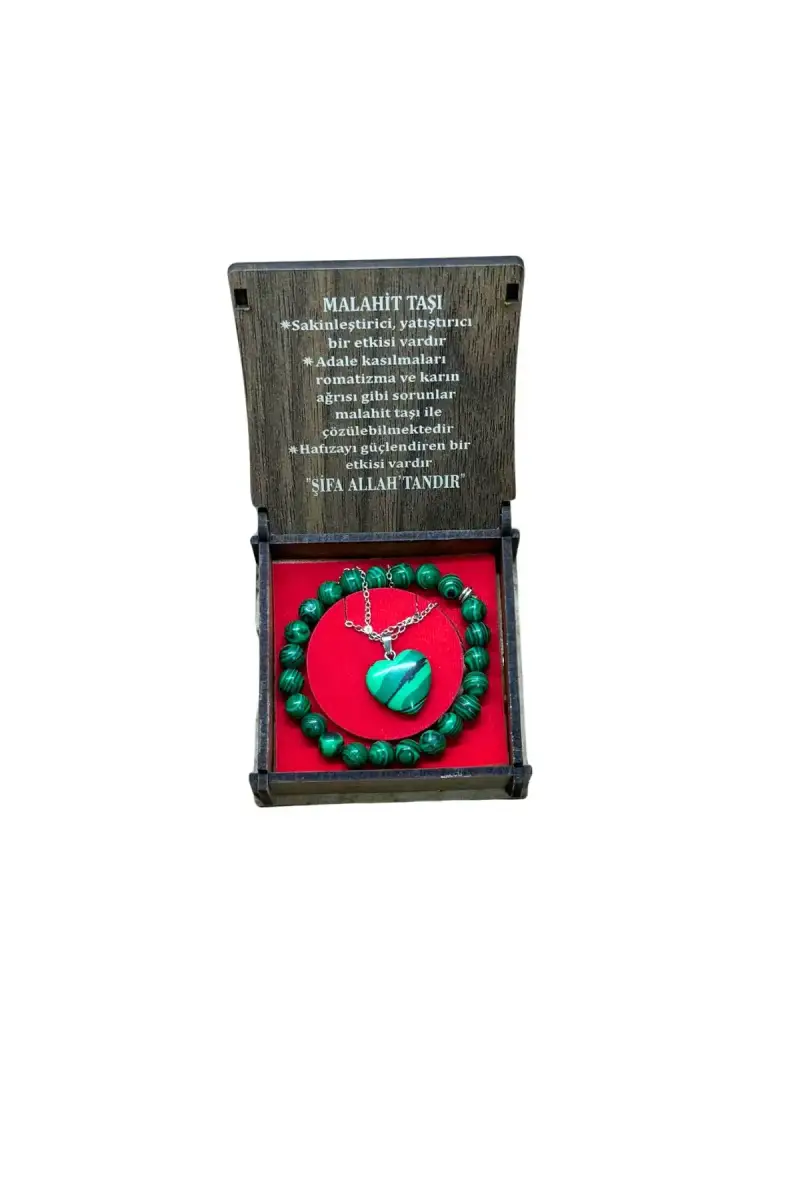 Malahit Taşı Kolye & Bileklik Set - 1