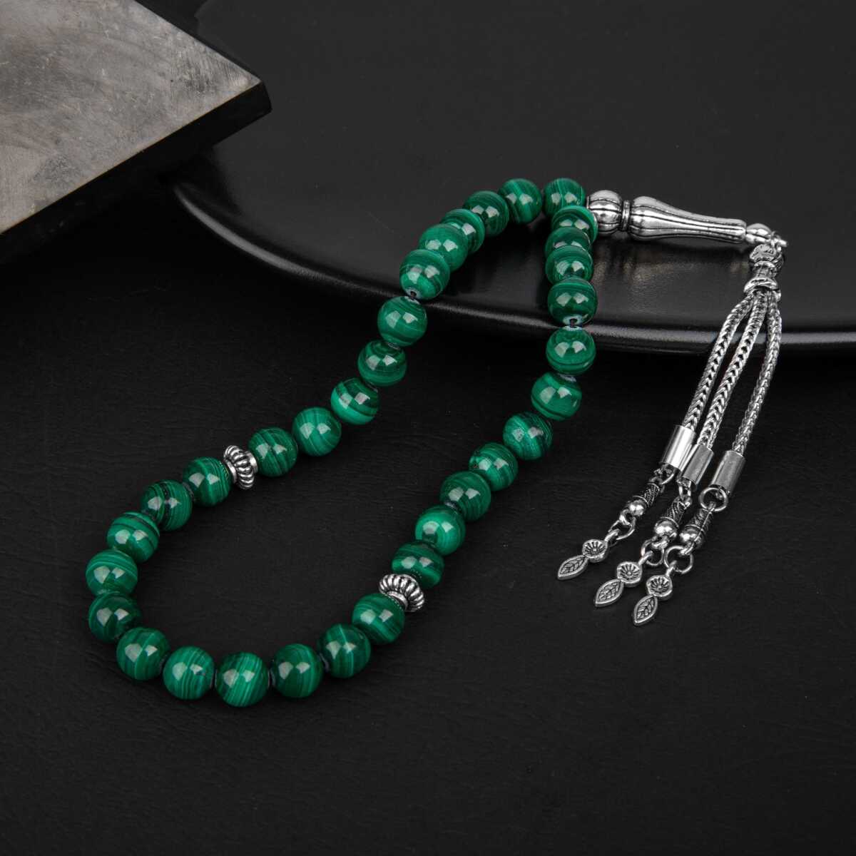 Malakit Doğal Taş Tesbih 33lük - 8mm