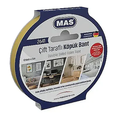 Mas 2641 Çift Taraflı Köpük Bant 12 x 5 mm - Mas