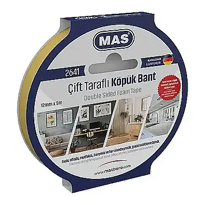 Mas 2641 Çift Taraflı Köpük Bant 12 x 5 mm - 1