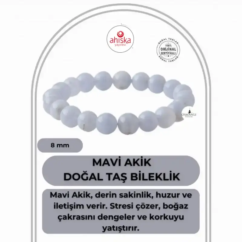 Mavi Akik 8mm Doğal Taş Bileklik