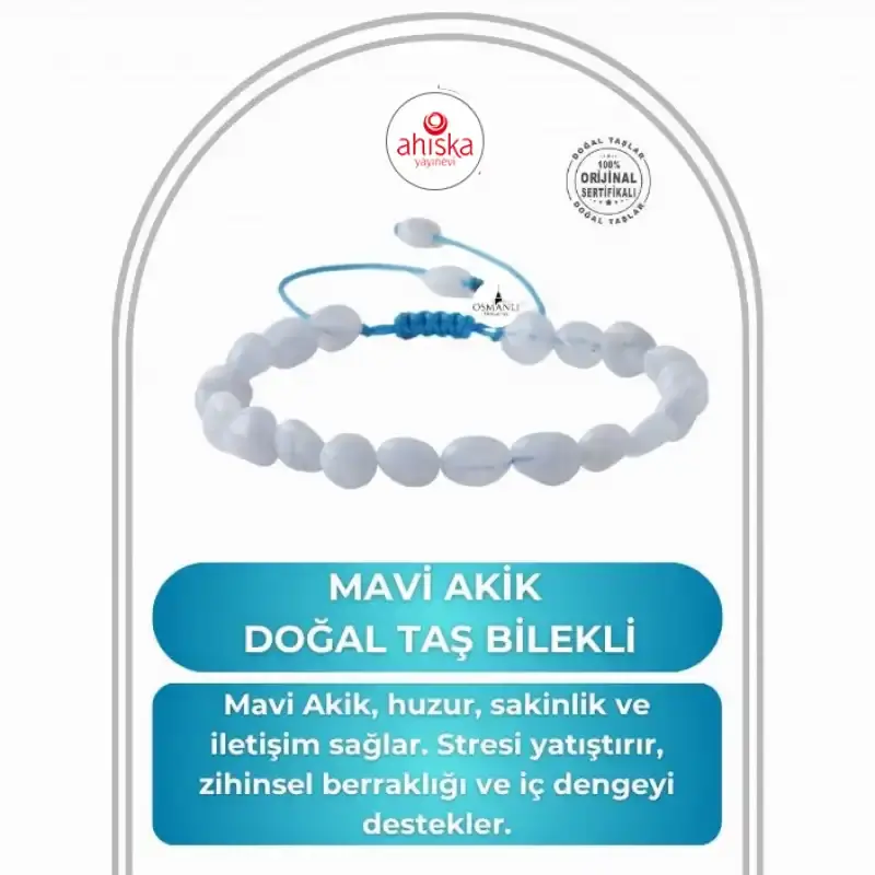 Mavi Akik Natürel Kesim Doğal Taş Bileklik