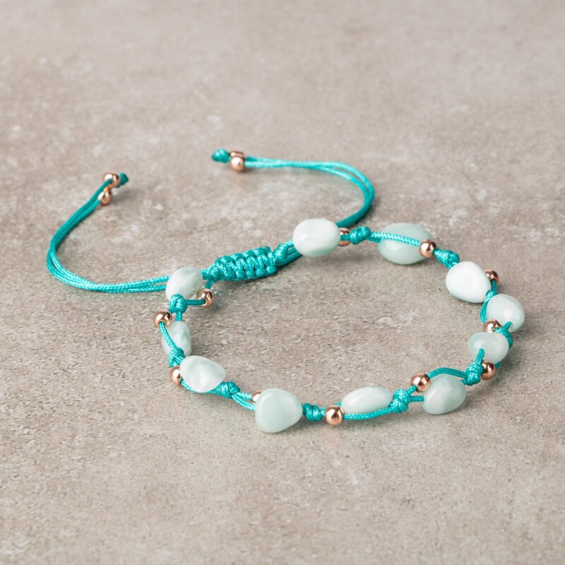 Mavi Akik Natürel Kesim Doğal Taş Makrome Bileklik - 3