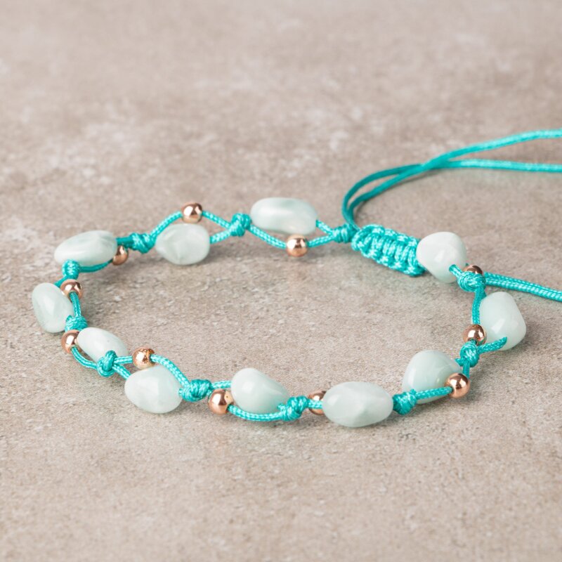 Mavi Akik Natürel Kesim Doğal Taş Makrome Bileklik - 4