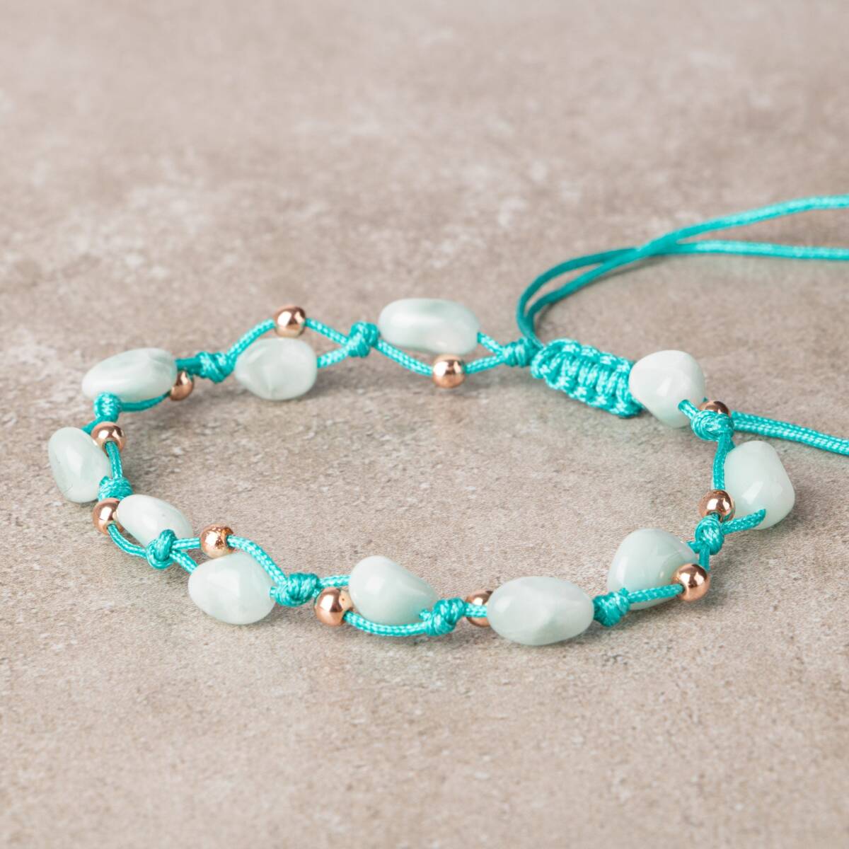 Mavi Akik Natürel Kesim Doğal Taş Makrome Bileklik - 4